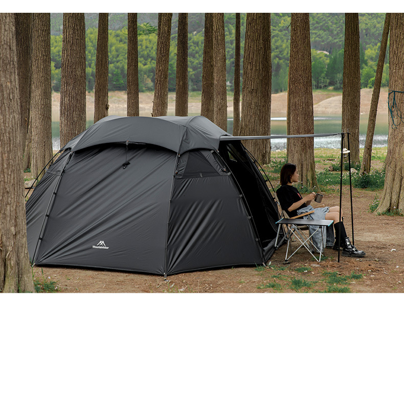 Cheap Goat Tents Mountainhiker SZK281 3 4 Person Outdoor Round Tents 210T Polyester Waterproof Shelter Tear Resistant Black Camping Dome Tent   